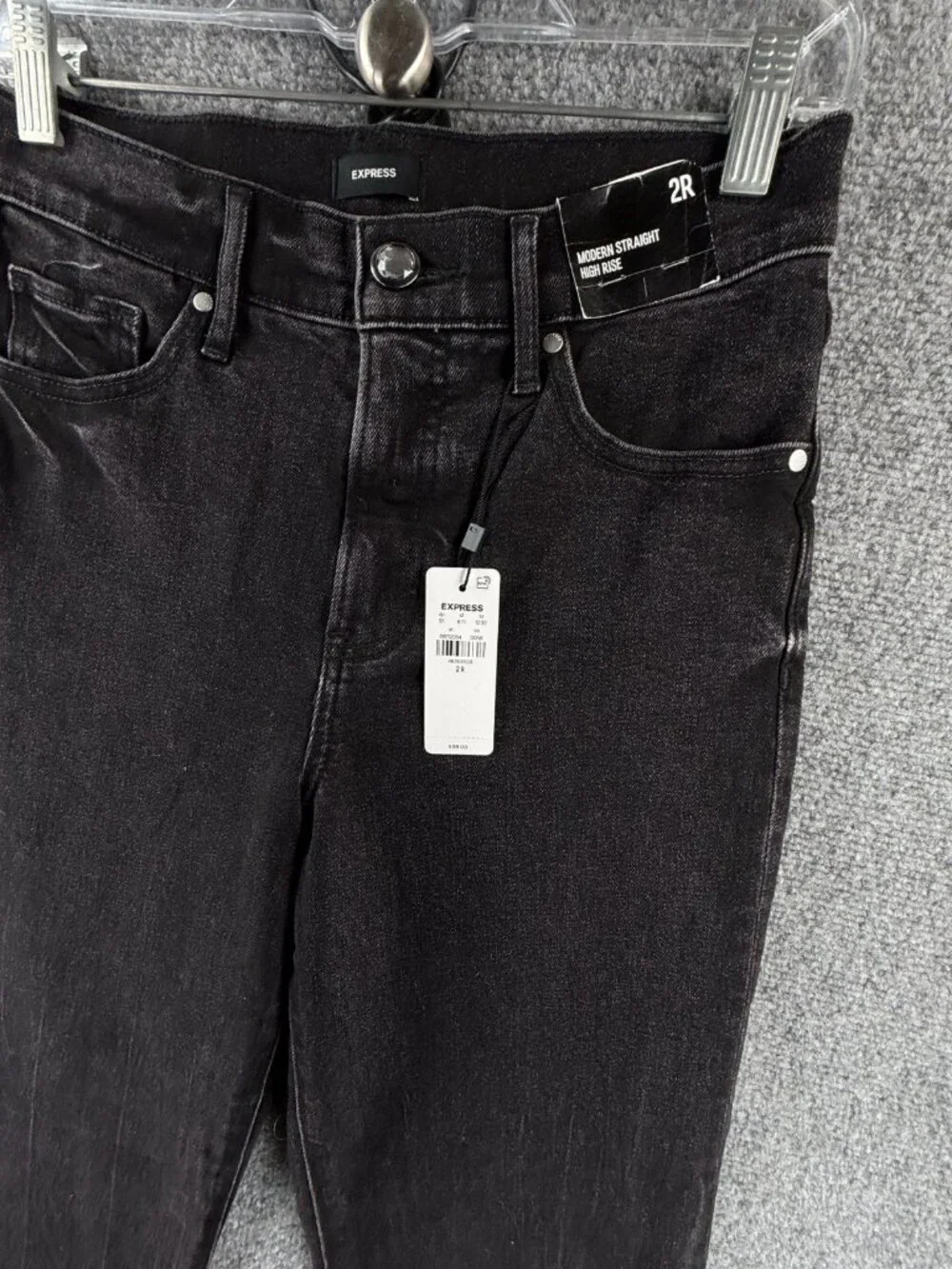 NWT Express Jeans Black 2R Modern Straight High Rise Cotton Blend ACTL 26X30
